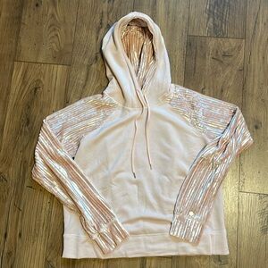 Peach Calia Hoodie with Velour sleeves